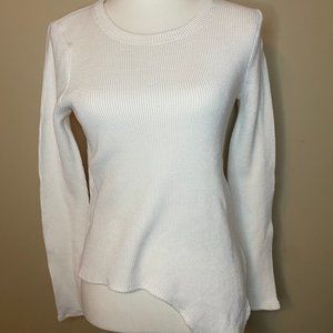 Madewell Texture & Thread Cream Jacquard Knot Front Crew Neck Ribbed Top Small